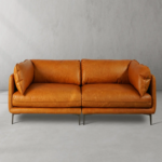 Mercury Sofa mit Lederbezug und Armlehnen aus Metall